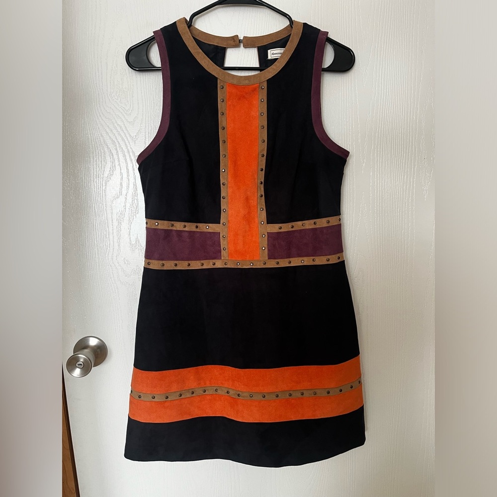 Abercrombie & Fitch Vegan Suede Color-block Dress Size 4